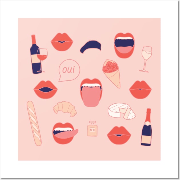 French Kiss Wall Art by LoverlyPrints